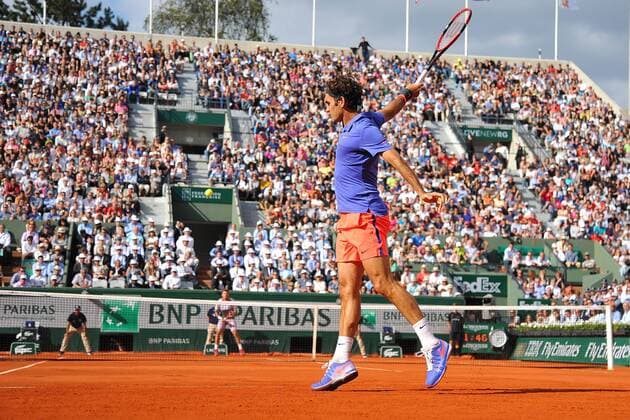 Stan Wawrinka (SUI) Roger Federer (SUI) TENNIS : Roland Garros 2015 - Internationaux de France - 02 06 2015 TennisMagazine Panoramic 