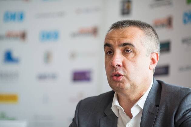 Berlin, Deutschland, 03.06.2015: Volleyball Bundesliga 2014 2015 - BR Volleys Pressekonferenz. Vorstellung neuer Trainer Roberto Serniotti: Trainer Roberto Serniotti (BR Volleys)