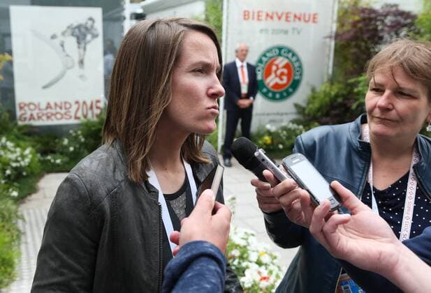 - PARIS, FRANCE: Former tennis number one Justine Henin talks to journalists during the Roland Garros French Open tennis tournament, in Paris, France, Wednesday 03 June 2015. The Roland Garros Grand Slam takes place from 24 May to 07 June 2015. VIRGINIExLEFOUR  x04636055x