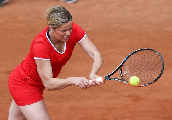 - PARIS, FRANCE: former tennis number 1 Kim Clijsters pictured in action during the Women s Legends Trophy exhibition tournament at the Roland Garros French Open tennis tournament, in Paris, France, Wednesday 03 June 2015. The Roland Garros Grand Slam takes place from 24 May to 07 June 2015. VIRGINIExLEFOUR  x04636034x