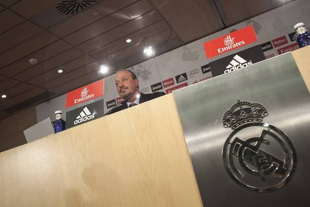 New Real Madrid coach Rafael Benitez at press conference PK Pressekonferenz during his official presentation at the Santiago Bernabeu stadium in Madrid, Spain. June 03, 2015.  (2015060300042)