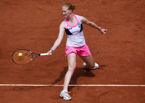 - PARIS, FRANCE: Belgian Alison Van Uytvanck pictured in action during the women s singles quarterfinal game between Belgian Alison Van Uytvanck WTA Tennis Damen 88) and Swiss Timea Bacsinszky (WTA 23) at the Roland Garros French Open tennis tournament, in Paris, France, Wednesday 03 June 2015. The Roland Garros Grand Slam takes place from 24 May to 07 June 2015. VIRGINIExLEFOUR  x04636375x
