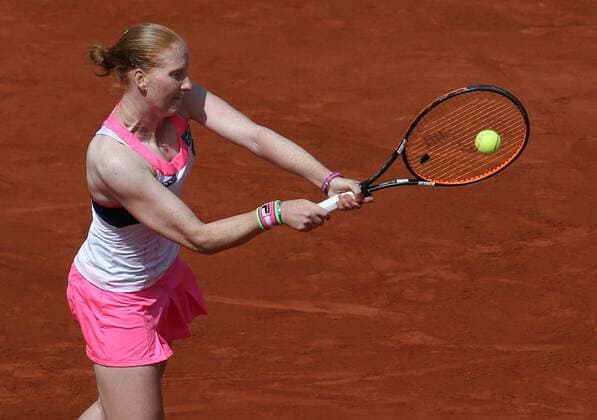 - PARIS, FRANCE: Belgian Alison Van Uytvanck pictured in action during the women s singles quarterfinal game between Belgian Alison Van Uytvanck WTA Tennis Damen 88) and Swiss Timea Bacsinszky (WTA 23) at the Roland Garros French Open tennis tournament, in Paris, France, Wednesday 03 June 2015. The Roland Garros Grand Slam takes place from 24 May to 07 June 2015. VIRGINIExLEFOUR  x04636403x