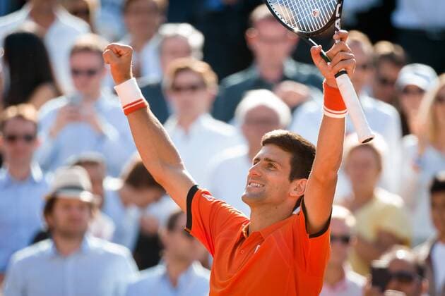June 3, 2015: Novak Djokovic of Serbia celebrates winning a Quarterfinal match against Rafael Nadal of Spain on day eleven of the 2015 French Open tennis tournament at Roland Garros in Paris, France. Djokovic won 75 63 61. Sydney Low Cal Media. Tennis 2015: French Open JUNE 3 - ZUMAc04_