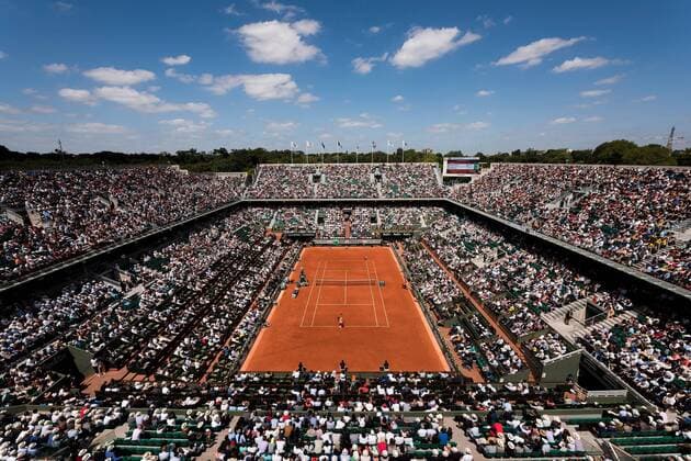 03.06.2015. Paris, France. Roland Garros French Open. Aerial view of Serena Williams of USA in action during her Women s Singles match against Sara Errani of Italy on day eleven of the 2015 French Open 2015 in Paris, France. Williams won the match 6-1 6-3 to move into the semi finals xBenxPipex  ActionPlus11627164