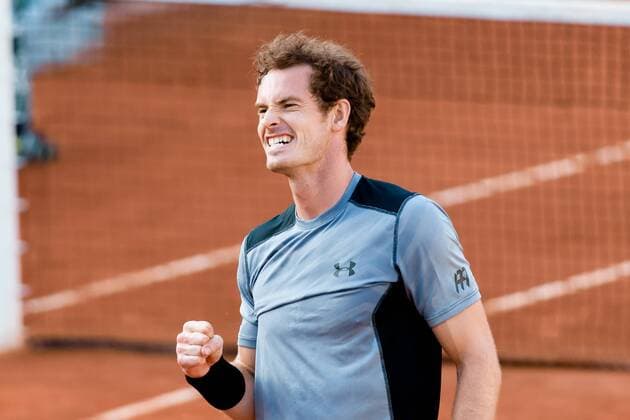 June 3, 2015: Andy Murray of United Kingdom celebrates winning a Quarterfinal match against David Ferrer of Spain on day eleven of the 2015 French Open tennis tournament at Roland Garros in Paris, France. Murray won 76 62 57 61. Sydney Low Cal Media. Tennis 2015: French Open JUNE 3 - ZUMAc04_