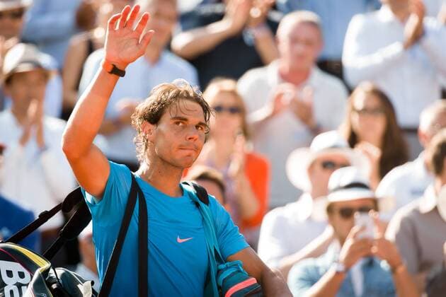 June 3, 2015: Rafael Nadal of Spain waves to the crowd after losing a Quarterfinal match against Novak Djokovic of Serbia on day eleven of the 2015 French Open tennis tournament at Roland Garros in Paris, France. Djokovic won 75 63 61. Sydney Low Cal Media. Tennis 2015: French Open JUNE 3 - ZUMAc04_