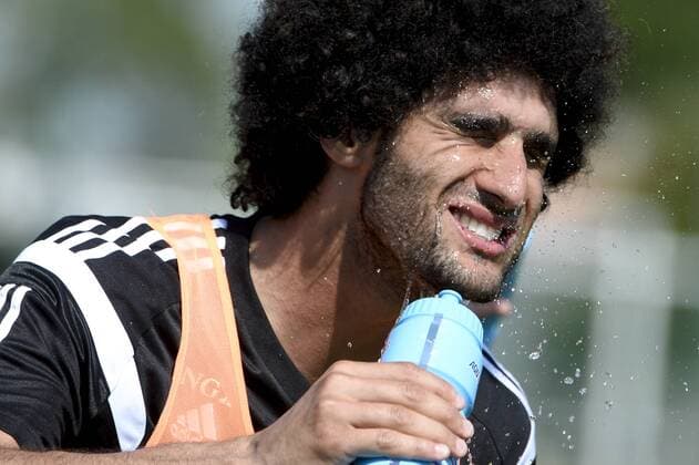 - BORDEAUX, FRANCE: Belgium s Marouane Fellaini pictured during a training session on the fourth day of the training camp of Belgian national soccer team The Red Devils in Bordeaux, France, Thursday 04 June 2015. The Devils are preparing for a friendly game against France and a Euro 2016 qualification game against Wales. DIRKxWAEM  x04636654x