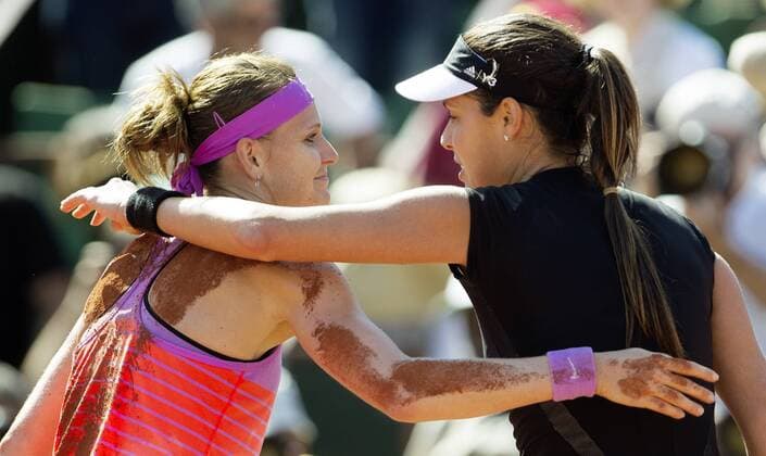 TENNIS - WTA Tennis Damen French Open 2015 PARIS,FRANCE,04.JUN.15 - TENNIS - WTA Tour, Grand Slam, Roland Garros, French Open. Image shows Lucie Safarova (CZE) and Ana Ivanovic (SRB). GEPAxpictures xMatthiasxHauer