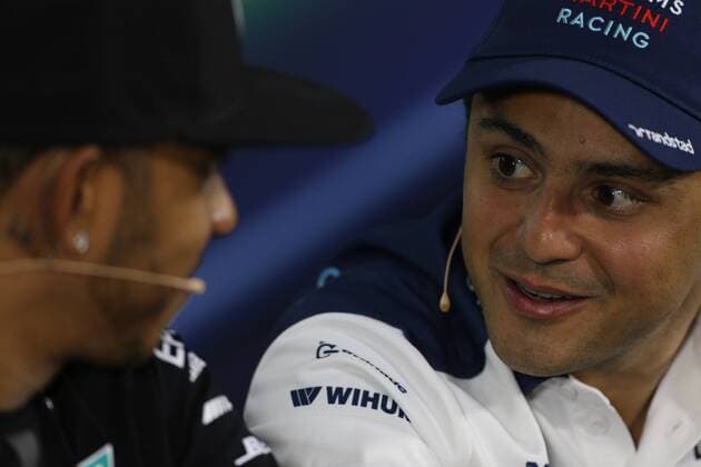 Aktuell Motorsport, Formel 1 GP von Kanada in Montreal, Pressekonferenz der Fahrer Canadian Grand Prix, Montreal 4 - 7 June 2015 04.06.2015 - press conference PK Pressekonferenz Lewis Hamilton (GBR) Mercedes AMG F1 W06 and Felipe Massa (BRA) Williams F1 Team FW37 