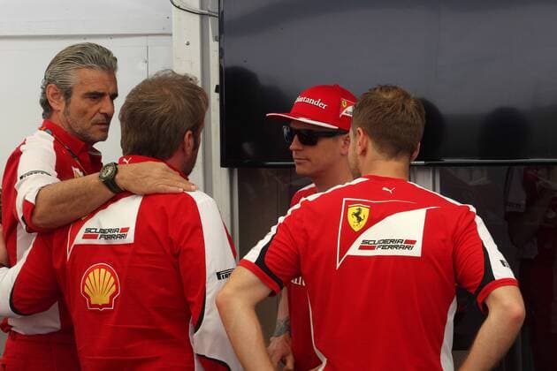 Canadian Grand Prix, Montreal 4 - 7 June 2015 04.06.2015 - Maurizio Arrivabene (ITA) Ferrari Team Principal with Sebastian Vettel (GER) Scuderia Ferrari SF15-T and Kimi Raikkonen (FIN) Scuderia Ferrari SF15-T 