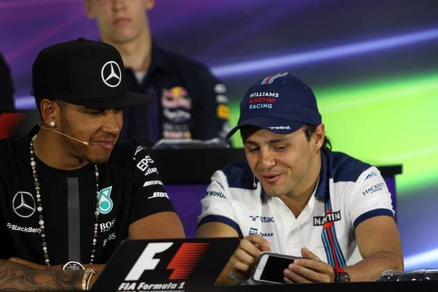 Aktuell Motorsport, Formel 1 GP von Kanada in Montreal, Pressekonferenz der Fahrer Canadian Grand Prix, Montreal 4 - 7 June 2015 04.06.2015 - press conference PK Pressekonferenz Lewis Hamilton (GBR) Mercedes AMG F1 W06 and Felipe Massa (BRA) Williams F1 Team FW37 