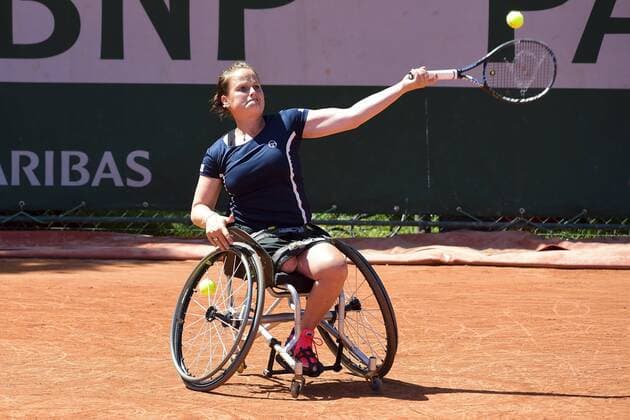 Aktuell Tennis, French Open in Paris, Behindertensport, Rollstuhltennis Aniek Van Koot (ned) TENNIS : Roland Garros French Open 2015 - Internationaux de France - 04 06 2015 