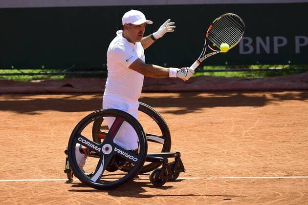 Aktuell Tennis, French Open in Paris, Behindertensport, Rollstuhltennis Stephane Houdet (fra) TENNIS : Roland Garros French Open 2015 - Internationaux de France - 04 06 2015 