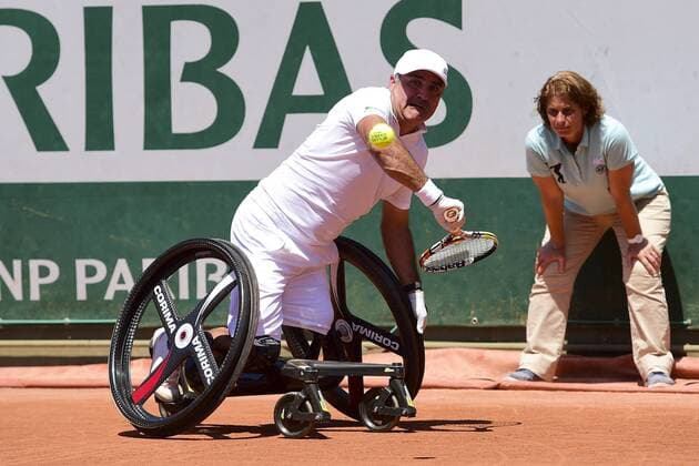 Aktuell Tennis, French Open in Paris, Behindertensport, Rollstuhltennis Stephane Houdet (fra) TENNIS : Roland Garros French Open 2015 - Internationaux de France - 04 06 2015 
