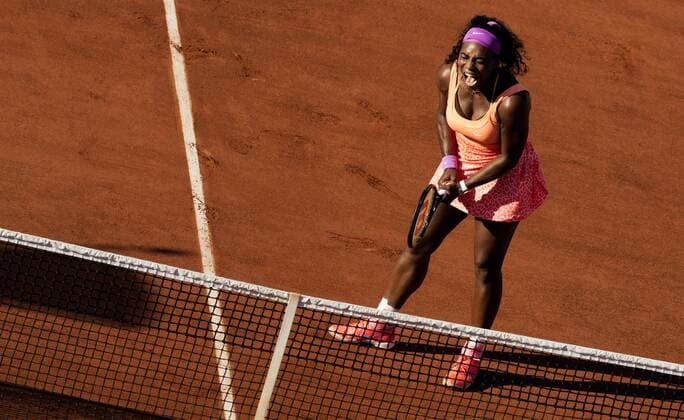 TENNIS - WTA Tennis Damen French Open 2015 PARIS,FRANCE,04.JUN.15 - TENNIS - WTA Tour, Grand Slam, Roland Garros, French Open. Image shows the rejoicing of Serena Williams (USA). GEPAxpictures xMatthiasxHauer