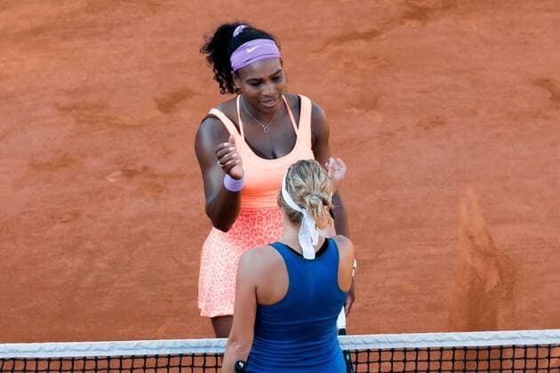 June 4, 2015: Serena Williams of United States of America celebrates after winning a Semifinal match against Timea Bacsinszky of Switzerland on day twelve of the 2015 French Open tennis tournament at Roland Garros in Paris, France. Williams won 46 63 60. Sydney Low Cal Media. Tennis 2015: French Open JUNE 4 - ZUMAc04_