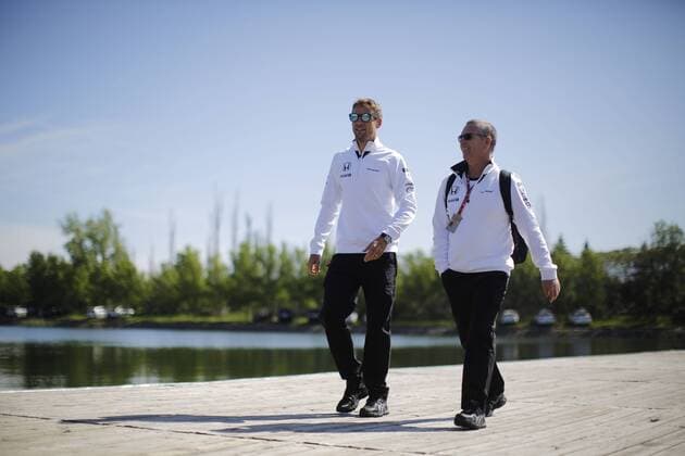 June 4, 2015 - Montreal, Canada - JENSON BUTTON of Great Britain and McLaren Honda is seen arriving in the paddock during preparations of the 2015 Formula 1 Canadian Grand Prix at Circuit Gilles Villeneuve in Montreal, Canada. F1 2015 - Canadian Grand Prix - Preparations - ZUMAg147