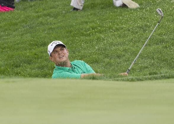 June 04 2015: Patrick Reed hits out of the bunker during the first round of the Memorial Tournament held at the Muirfield Village Golf Club in Dublin, Ohio. GOLF: JUN 04 PGA Golf Herren - the Memorial Tournament - First Round Icon150604029 EDITORIAL USE ONLY