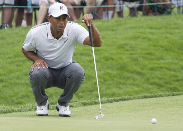 June 04 2015: Tiger Woods ling up a put during the first round of the Memorial Tournament held at the Muirfield Village Golf Club in Dublin, Ohio. GOLF: JUN 04 PGA Golf Herren - the Memorial Tournament - First Round Icon150604030 EDITORIAL USE ONLY