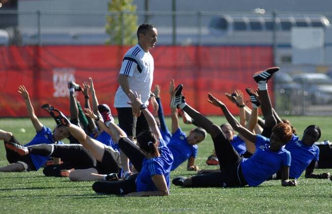 VANCOUVER, June 4, 2015 -- Referees appointed by FIFA attend a training session ahead of FIFA Women s World Cup Canada 2015 in Vancouver, Canada, June 4, 2015. FIFA Referees Committee appointed 22 referees, seven support referees and 44 assistant referees in March for the FIFA Women s World Cup Canada 2015, which will be unveiled on Saturday.) CANADA-VANCOUVER-FIFA-WOMEN S WORLD CUP-REFEREES-TRAINING SergeixBachlakov 