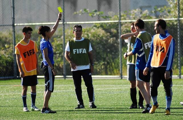 VANCOUVER, June 4, 2015 -- Referees appointed by FIFA attend a training session ahead of FIFA Women s World Cup Canada 2015 in Vancouver, Canada, June 4, 2015. FIFA Referees Committee appointed 22 referees, seven support referees and 44 assistant referees in March for the FIFA Women s World Cup Canada 2015, which will be unveiled on Saturday.) CANADA-VANCOUVER-FIFA-WOMEN S WORLD CUP-REFEREES-TRAINING SergeixBachlakov 