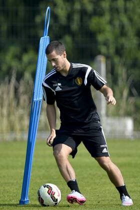 - BORDEAUX, FRANCE: Belgium s Eden Hazard pictured during a training session on the fifth day of the training camp of Belgian national soccer team The Red Devils in Bordeaux, France, Friday 05 June 2015. The Devils are preparing for a friendly game against France and a Euro 2016 qualification game against Wales. DIRKxWAEM  x04637031x