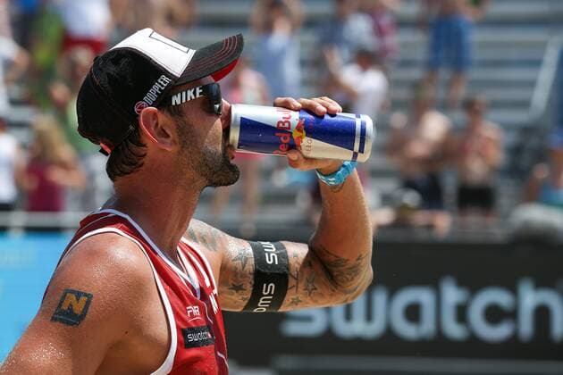 Beach volleyball Beachvolleyball - FIVB Major Series 2015 POREC,CROATIA,06.JUN.15 - BEACH VOLLEYBALL - FIVB Major Series, men. Image shows Clemens Doppler (AUT). keywords: Red Bull bottle. GEPAxpictures xMaticxKlansek