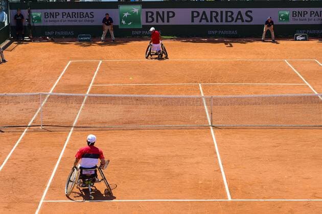 Stephane Houdet (fra) Shingo Kunieda (jpn) TENNIS : Roland Garros 2015 - French Open - Finale Fauteuil homme - Internationaux de France - 05 06 2015 