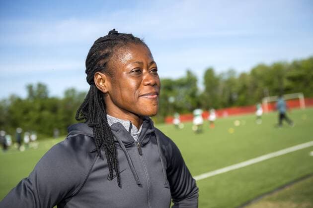 June 5, 2015 - Winnipeg - Nigerias Precious Dede during practice session of Nigeria. kod CS 57669 News - June 5, 2015  - ZUMAb138