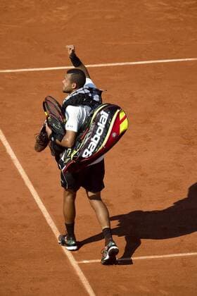 salut de Jo Wilfried Tsonga (fra) TENNIS : Roland Garros 2015 - French Open - semifinal - Internationaux de France - 05 06 2015 