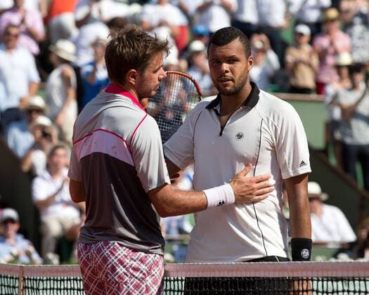 Jo-Wilfried Tsonga gratuliert Stanislas Wawrinka (SUI) zum Sieg, Tennis - French Open 2015 - Grand Slam ITF ATP Tennis Herren WTA Tennis Damen - Roland Garros - Paris - - France - 5 June 2015.