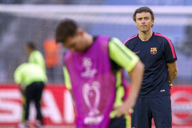 (L-R) Lionel Messi of FC Barcelona Barca coach Luis Enrique of FC Barcelona during the training on June 5, 2015 at the Olympic stadium in Berlin, Germany. Barcelona Champions Laegue 2015 2016 xVIxxIVx 3943307