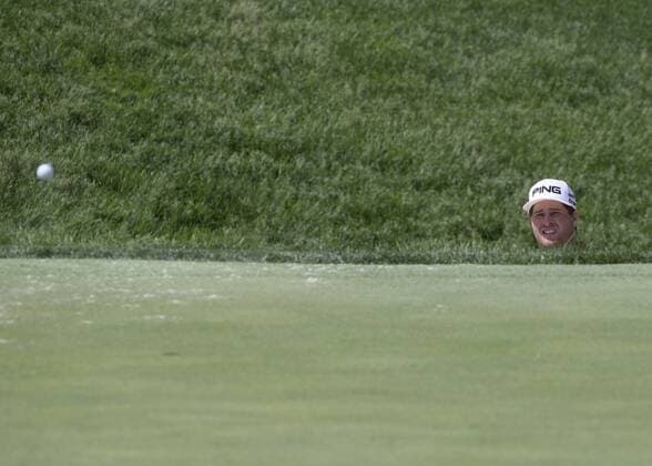 June 05 2015: David Lingmerth hitting out of the bunker of hole 17 during the second round of the Memorial Tournament held at the Muirfield Village Golf Club in Dublin, Ohio. GOLF: JUN 05 PGA Golf Herren - the Memorial Tournament - Second Round Icon150605034 EDITORIAL USE ONLY