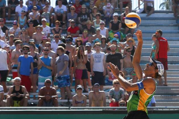 Beach volleyball Beachvolleyball - FIVB Major Series 2015 POREC,CROATIA,06.JUN.15 - BEACH VOLLEYBALL - FIVB Major Series, men. Image shows Emanuel Rego (BRA). GEPAxpictures xMaticxKlansek