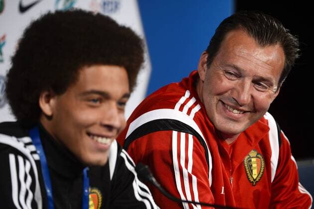 - PARIS, FRANCE: Belgium s Axel Witsel and Belgium s head coach Marc Wilmots pictured during a press conference PK Pressekonferenz in the Stade de France in Paris, ahead of the friendly game tomorrow against France, Saturday 06 June 2015. The Devils are preparing for a friendly game against France tomorrow and a Euro 2016 qualification game against Wales on Friday. DIRKxWAEM  x04637654x