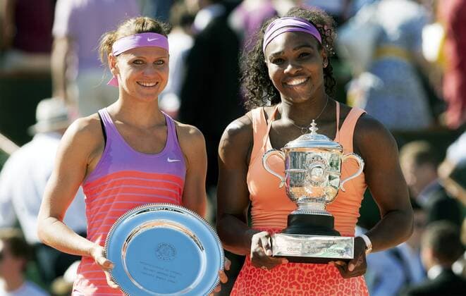TENNIS - WTA Tennis Damen French Open 2015 PARIS,FRANCE,06.JUN.15 - TENNIS - WTA Tour, Grand Slam, Roland Garros, French Open, final. Image shows Lucie Safarova (CZE) and Serena Williams (USA). GEPAxpictures xMatthiasxHauer