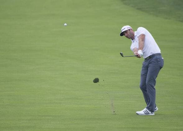 June 06 2015: Dustin Johnson hitting from the fairway during the third round of the Memorial Tournament held at the Muirfield Village Golf Club in Dublin, Ohio. GOLF: JUN 06 PGA Golf Herren - the Memorial Tournament - Third Round Icon150606017 EDITORIAL USE ONLY