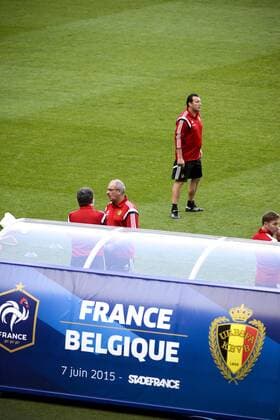 - PARIS, FRANCE: Belgium s head coach Marc Wilmots pictured during a training session in the Stade de France in Paris, ahead of the friendly game tomorrow against France, Saturday 06 June 2015. The Devils are preparing for a friendly game against France tomorrow and a Euro 2016 qualification game against Wales on Friday. DIRKxWAEM  x04637670x