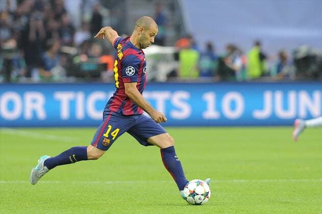 FC Barcelona Barca Defender, Javier Alejandro Mascherano - MASCHERANO, number 14 . Round FINAL of the CHAMPIONS league soccer match between Juventus Turin - FC Barcelona at the estadio olimpico de berlin olympischer platz berlin alemania estadium Berlin - Deutschland by June 6 2015. 