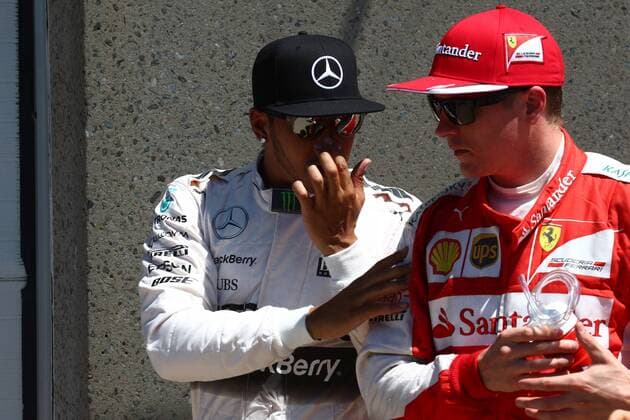 Canadian Grand Prix, Montreal 4 - 7 June 2015 06.06.2015- Qualifying, Lewis Hamilton (GBR) Mercedes AMG F1 W06 and Kimi Raikkonen (FIN) Scuderia Ferrari SF15-T 