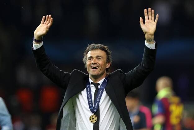 Trainer Luis Enrique Martinez Freude Emotion jubelnd Jubel nach Spielende Pokalsieger Pokalgewinner Sieger Gewinner Fußball Fussball UEFA Championsleague Finale Saison 2014 2015 06.06.2015 Juventus Turin Juve vs. FC Barcelona Barca Barca