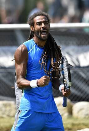 Aktion Dustin Brown (GER) Freude Jubel Emotion Faust geballt Qualifikation 07.06.2015 Tennis Mercedes-Cup Stuttgart Weißenhof TC Weissenhof Mercedescup Mercedes Cup 06.06..-14.06.2015 Mercedes-Cup Stuttgart Weißenhof 2015