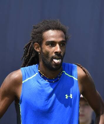 Aktion Dustin Brown (GER) Aktion Dustin Brown (GER) Freude Jubel Emotion nach gewonnenem Punkt streckt Zunge raus Gestik Geste erleichtert Qualifikation 07.06.2015 Tennis Mercedes-Cup Stuttgart Weißenhof TC Weissenhof Mercedescup Mercedes Cup 06.06..-14.06.2015 Mercedes-Cup Stuttgart Weißenhof 2015