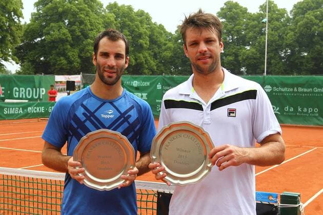 07.06.2015 - Tennis - ATP Tennis Herren Challenger Tour - Franken Challenge 2015 - MaWi - Guillermo Duran (ARG, links) und Horacio Zeballos (ARG, rechts) - mit Pokal für Sieg Jubel Freude