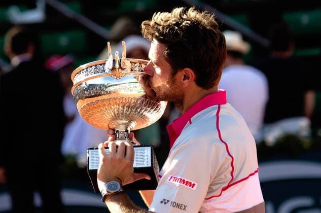 TENNIS - ATP Tennis Herren French Open 2015 PARIS,FRANCE,07.JUN.15 - TENNIS - ATP World Tour, Grand Slam, Roland Garros, French Open, final. Image shows Stan Wawrinka (SUI). Keywords: trophy. GEPAxpictures xMatthiasxHauer