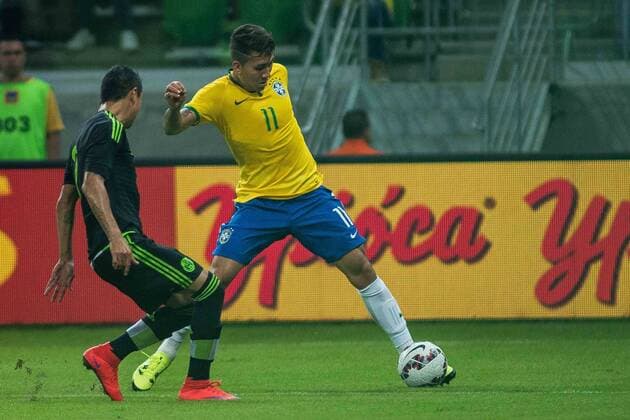 Aktuell Fußball, Länderspiel, Brasilien - Mexiko Brasil x Mexico SAO PAULO, Brazil - 07 06 2015: BRAZIL X Mexico - Firmino Brazil, during the International Friendly Länderspiel match between Brazil vs Mexico, held at Allianz Park stadium in the West Region of. (Photo: Mauricio Rummens FotoArena)  Maur?cioxRummens