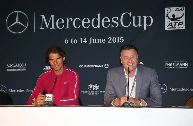 08.06.2015 Stuttgart Tennis MercedesCup 2015 ATP Tennis Herren Turnier auf dem Stuttgarter Weissenhof: PRESSEKONFERENZ mit v.l. RAFAEL NADAL, Edwin Weindorfer (Turnierdirektor und Veranstalter MercedesCup)