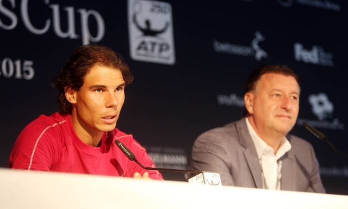 MercedesCup 2015 Deutschland, Stuttgart, 08.06.2015, Tennis, MercedesCup 2015, Stuttgart Weissenhof: v.l. Rafael Nadal, Edwin Weindorfer (Turnierdirektor).