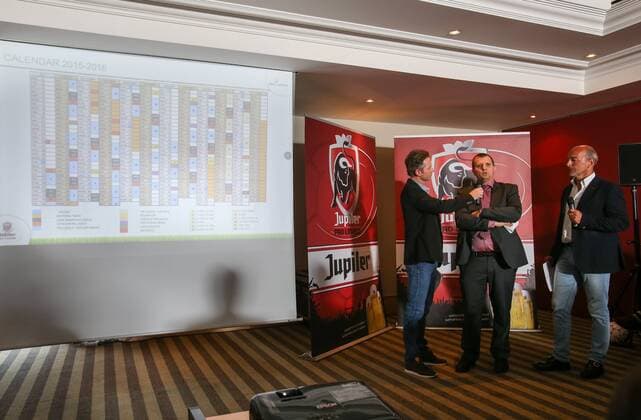 - DIEGEM, BELGIUM: Bart Raes, Pro League Calendar manager Nils Van Brantegem and Marc Delire pictured during the calendar presentation for the 2015-2016 season of the Jupiler Pro League, the Belgian first division soccer competition, Monday 08 June 2015 in Diegem. VIRGINIExLEFOUR  x04638374x